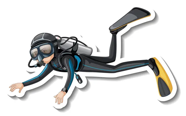 Scuba Diver Cartoon Sticker Illustration — Stock Photo, Image