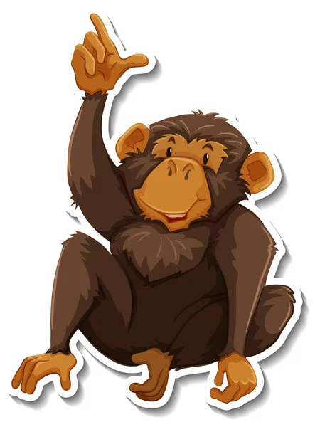 有趣的猴子动物漫画贴纸插图 — 图库照片