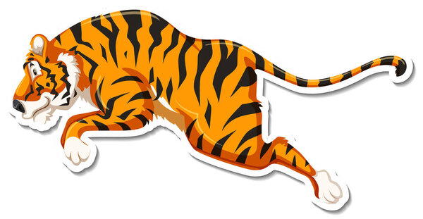 Tiger Leaping Cartoon Character White Background Illustration Stock Picture