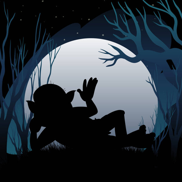 Silhouette Background Full Moon Troll Illustration Royalty Free Stock Photos