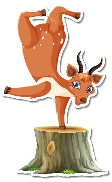 Deer Dancing Cartoon Character Sticker Illustration Stock Picture