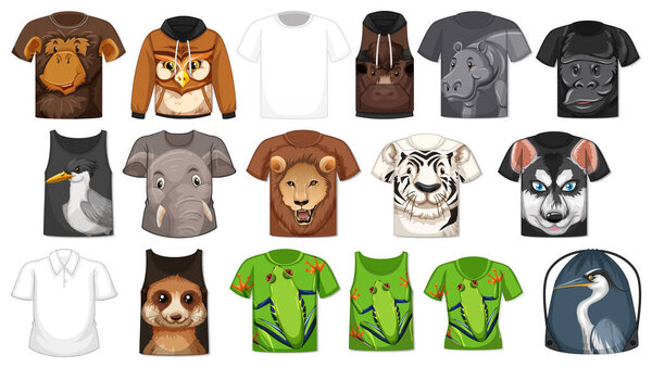 Set Different Shirts Accessories Animal Patterns Illustration Royalty Free Stock Images