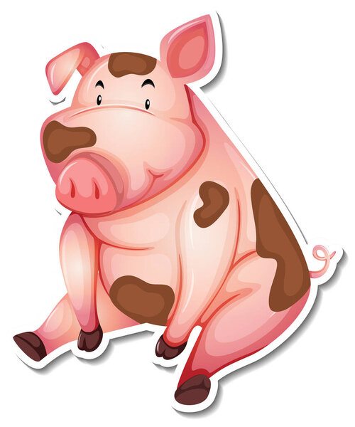 Dirty Pig Farm Animal Cartoon Sticker Illustration Stock Photo
