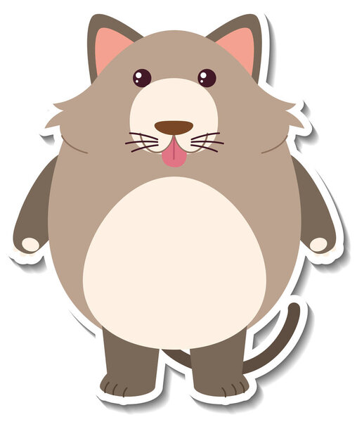Chubby Cat Animal Cartoon Sticker Illustration Stock Image