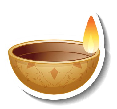 İzole edilmiş Yağ Lambası Diya Etiketi illüstrasyonu