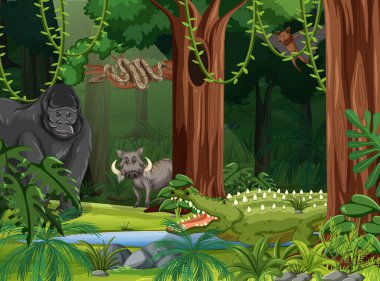 Orman manzaralı vahşi hayvanlar.