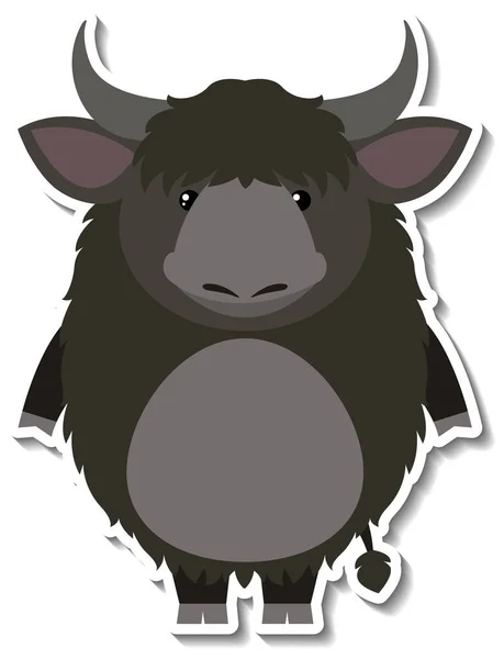 Mollige Yak Tier Cartoon Aufkleber Illustration — Stockvektor