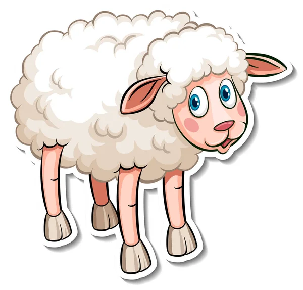 Biała Owca Gospodarstwo Zwierząt Kreskówki Ilustracja — Wektor stockowy