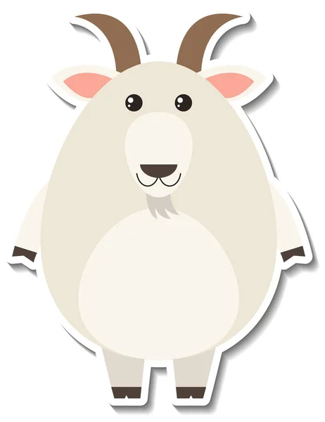 Pulchny Kozy Zwierzę Kreskówka Naklejka Ilustracja — Wektor stockowy