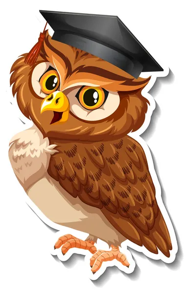 Owl Bird Animal Cartoon Sticker Illustration — Stock Vector
