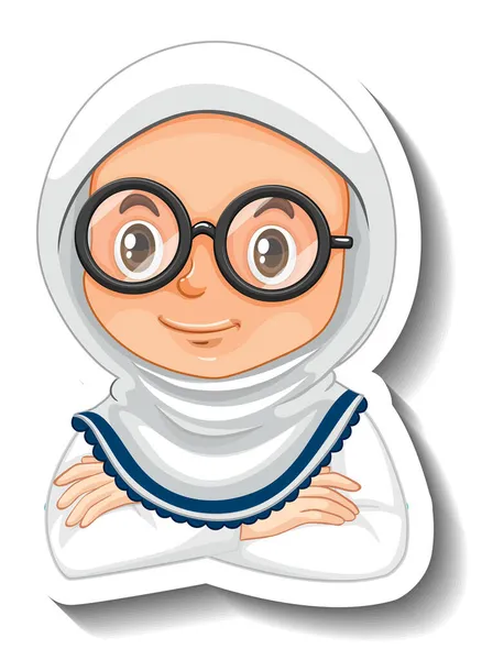 Scientist Girl Sticker White Background Illustration — Stock Vector