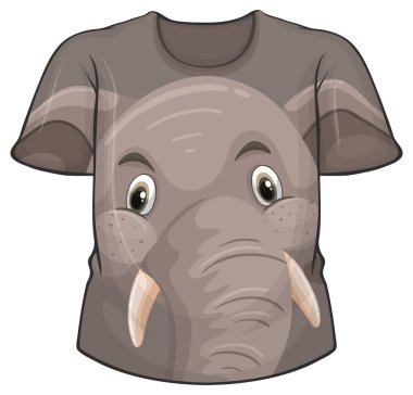 Fil desenli bir tişörtün önünde.