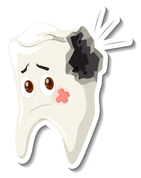 Caries Dental Con Cara Triste Ilustración — Vector de stock