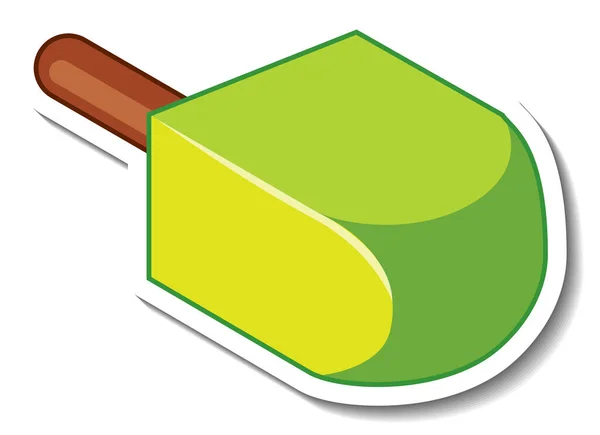Green Ice Cream Stick Cartoon Sticker Illustration — Stock Vector