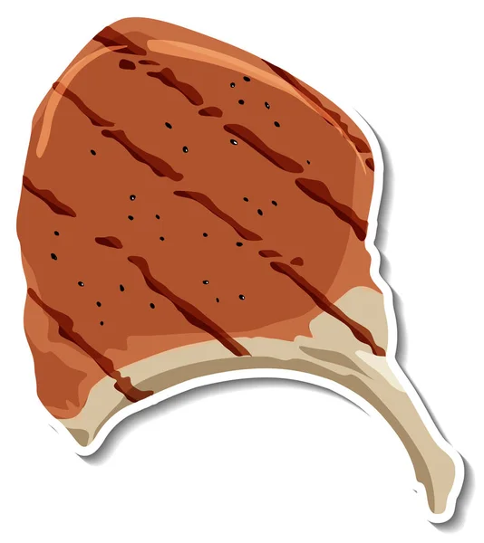 Ein Frittiertes Steak Aufkleber Auf Weißem Hintergrund Illustration — Stockvektor