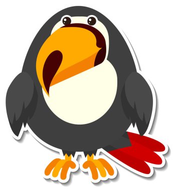 Tombul Toucan hayvan çizgi film çıkartması çizimi