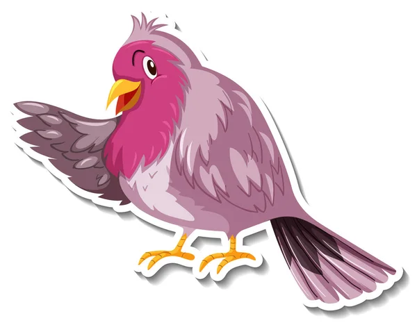 Malý Růžový Pták Zvíře Kreslené Nálepky Ilustrace — Stockový vektor