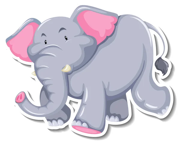 Elephant Stripfiguur Witte Achtergrond Illustratie — Stockvector