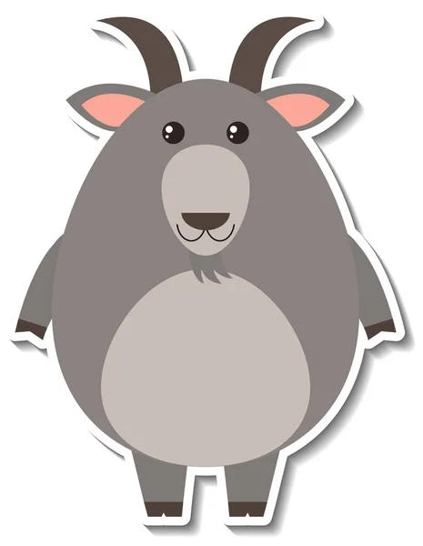 Pulchny Kozy Zwierzę Kreskówka Naklejka Ilustracja — Wektor stockowy