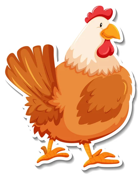 Chicken Animal Farm Animal Cartoon Sticker Illustration — Stock Vector