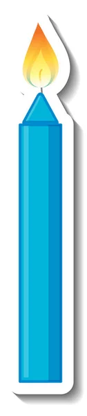 Vela Azul Com Luz Desenho Animado Etiqueta Ilustração — Vetor de Stock