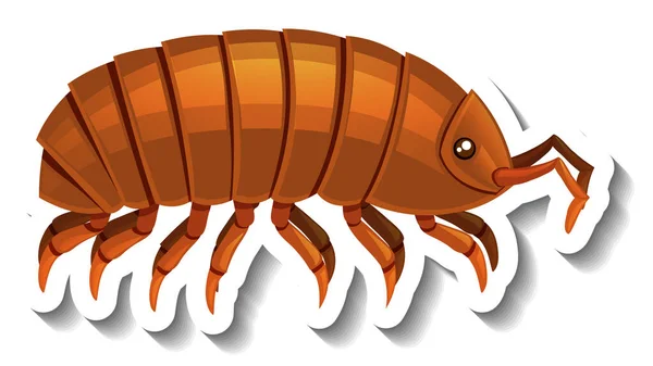 Isopod Animal Cartoon Sticker Illustration — Stock Vector