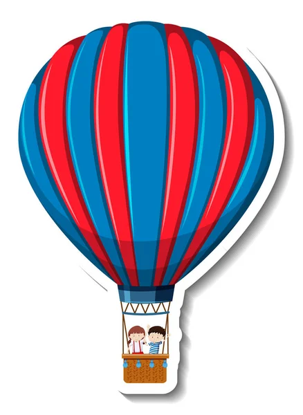 Balão Quente Desenho Animado Etiqueta Ilustração — Vetor de Stock