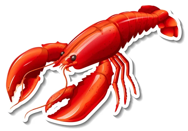 Ilustrasi Stiker Kartun Lobster Merah - Stok Vektor