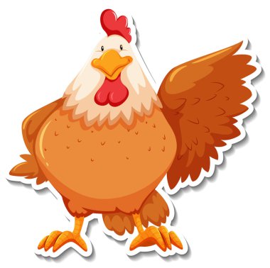 Tavuk çiftliği hayvan çizgi film çıkartması çizimi