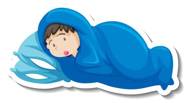 Ateşli bir çocuk battaniye resimlerinde titriyor.