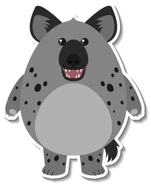 Chubby Hiena Animal Desenho Animado Etiqueta Ilustração — Vetor de Stock