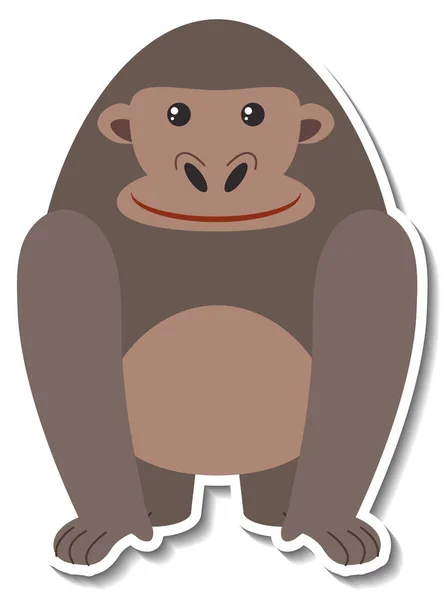 Buclatý Gorila Zvíře Kreslené Nálepky Ilustrace — Stockový vektor
