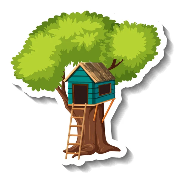 Casa Árbol Aislado Con Escalera Playgroud Ilustración — Vector de stock