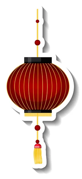 Čínská Lucerna Karikatura Nálepka Bílém Pozadí Ilustrace — Stockový vektor