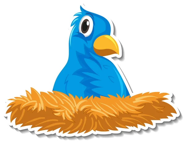 Netter Vogel Nest Cartoon Sticker Illustration — Stockvektor