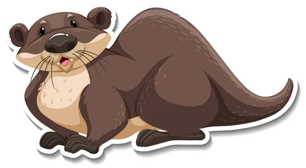 Bonita Nutria Animal Salvaje Dibujo Engomado Ilustración — Vector de stock