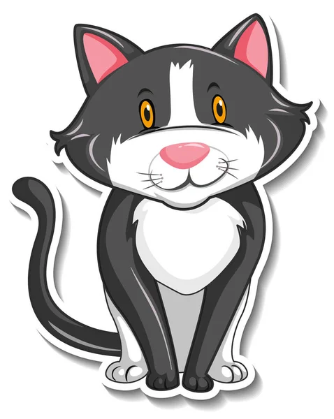 Een Sticker Sjabloon Van Kat Cartoon Karakter Illustratie — Stockvector