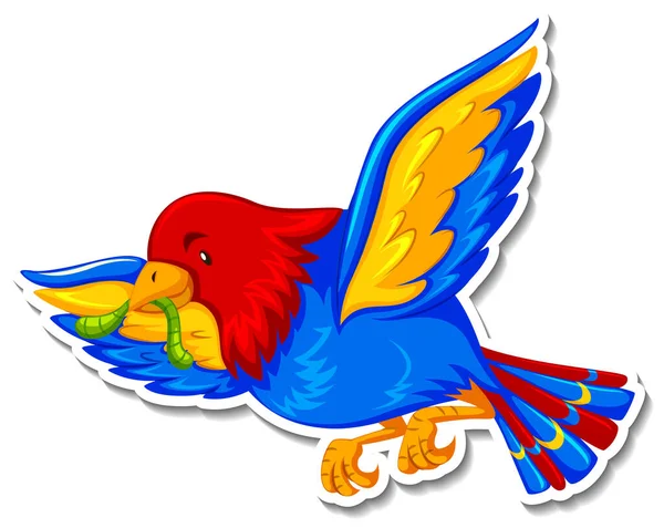 Bonito Pássaro Animal Desenho Animado Etiqueta Ilustração —  Vetores de Stock