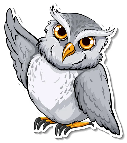 Hibou Oiseau Dessin Animé Animal Autocollant Illustration — Image vectorielle