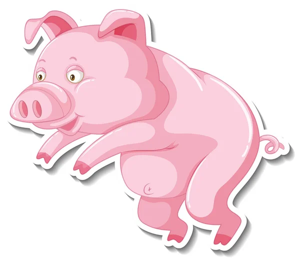 Cerdo Granja Animal Dibujos Animados Pegatina Ilustración — Vector de stock