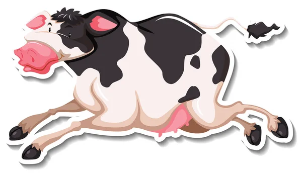 Cow Farm Animal Cartoon Sticker Illustration — Stock Vector