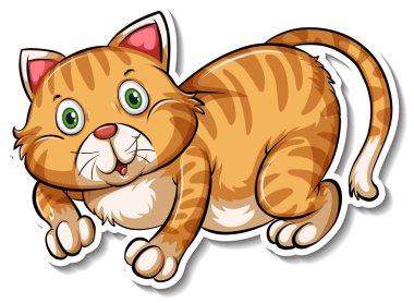 Kedi çizgi film karakteri illüstrasyonunun bir etiket şablonu
