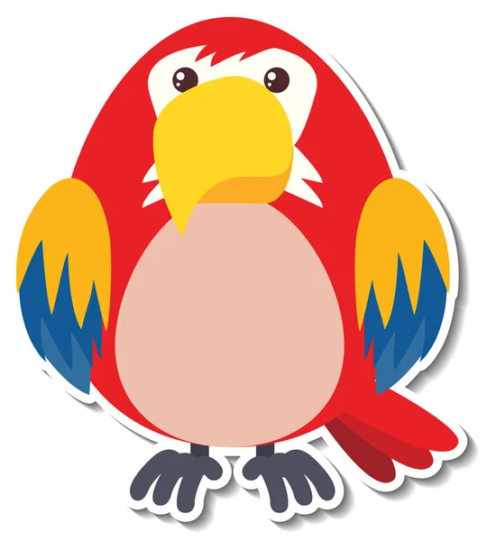 Papagaio Gordinho Pássaro Animal Desenho Animado Etiqueta Ilustração —  Vetores de Stock