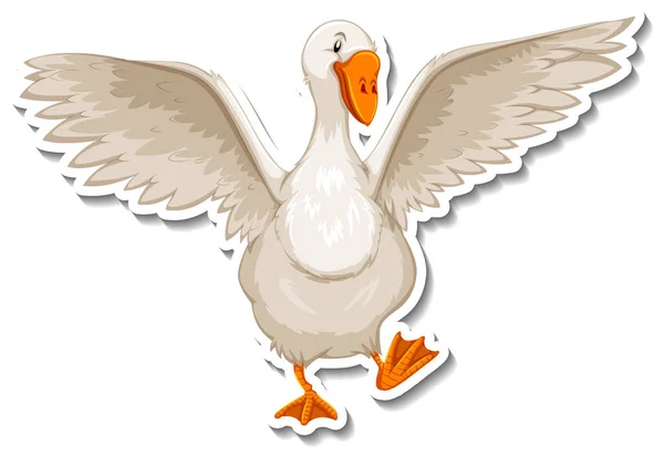 Goose Animal Farm Animal Cartoon Sticker Illustration — Stock Vector