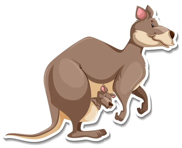 Seitenansicht Der Zeichentrickfigur Känguru Aufkleber Illustration — Stockvektor