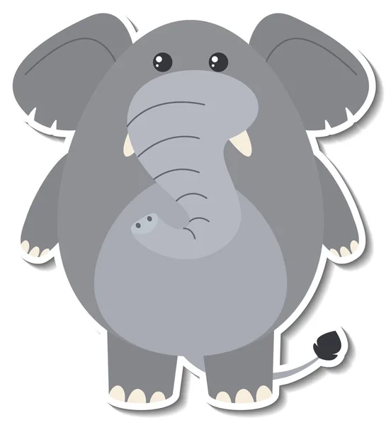 Chubby Elephant Animal Cartoon Sticker Illustration — Stock Vector