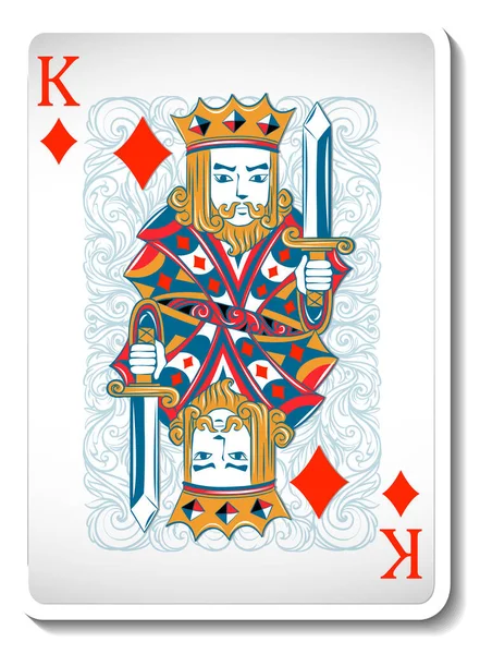 King Diamonds Játékkártya Elszigetelt Illusztráció — Stock Vector
