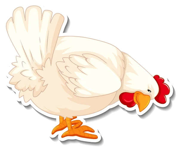 Csirke Állat Farm Állat Rajzfilm Matrica Illusztráció — Stock Vector