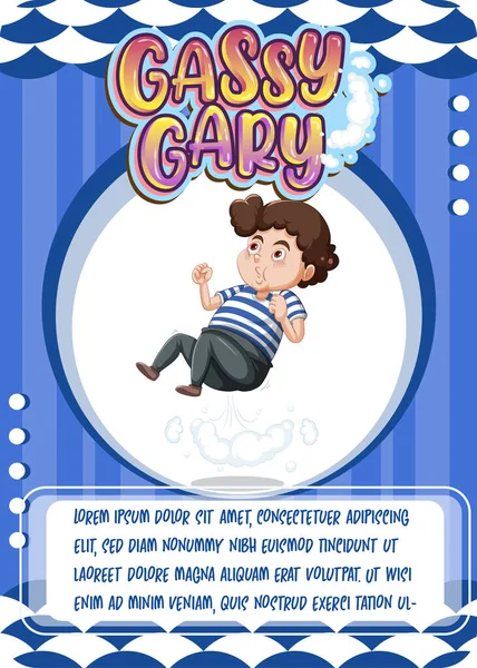 Personaje Juego Cartas Plantilla Con Palabra Gassy Gary Ilustración — Vector de stock