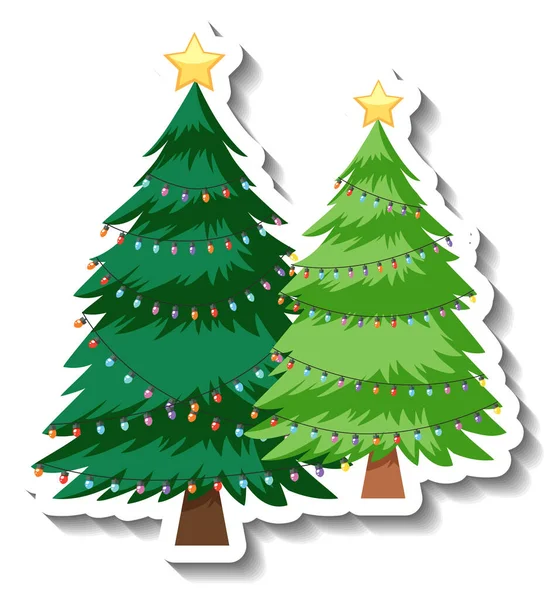 Natal Decorado Árvore Adesivo Ilustração — Vetor de Stock
